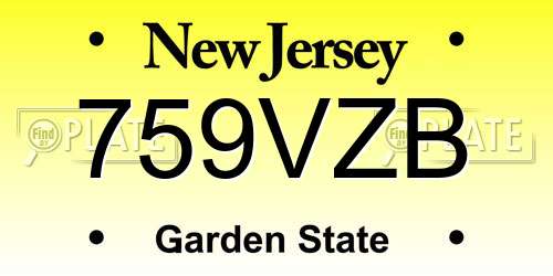 759VZB New Jersey License Plate