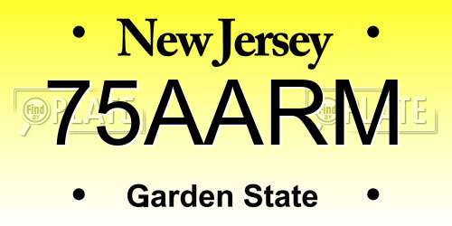 75AARM New Jersey License Plate