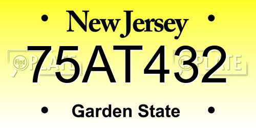 75AT432 New Jersey License Plate