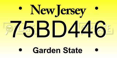 75BD446 New Jersey License Plate