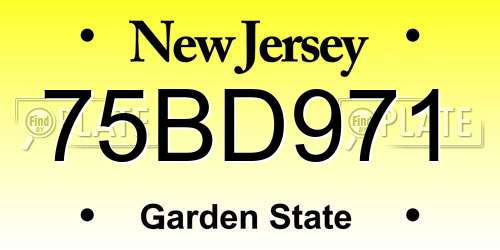 75BD971 New Jersey License Plate