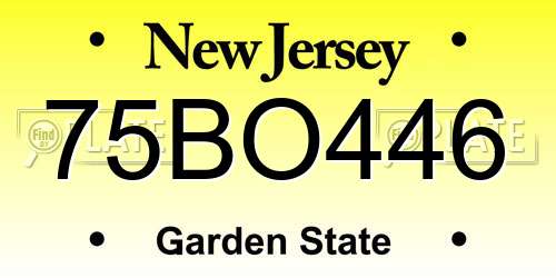 75BO446 New Jersey License Plate