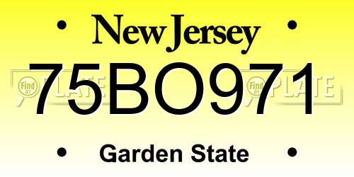 75BO971 New Jersey License Plate