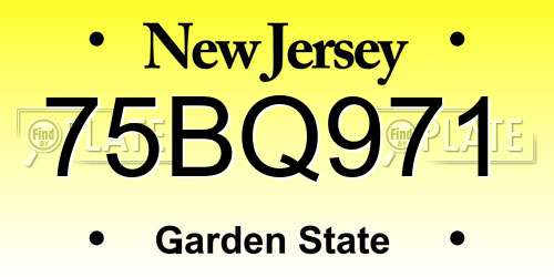 75BQ971 New Jersey License Plate