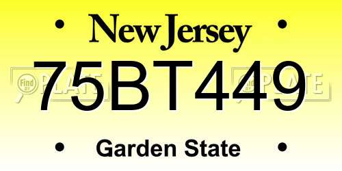 75BT449 New Jersey License Plate
