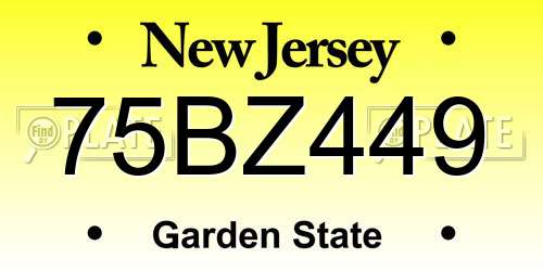 75BZ449 New Jersey License Plate