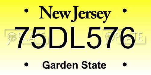 75DL576 New Jersey License Plate