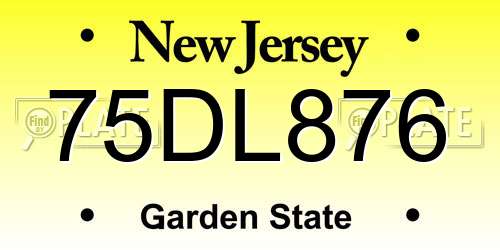 75DL876 New Jersey License Plate