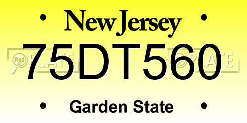 75DT560 New Jersey License Plate