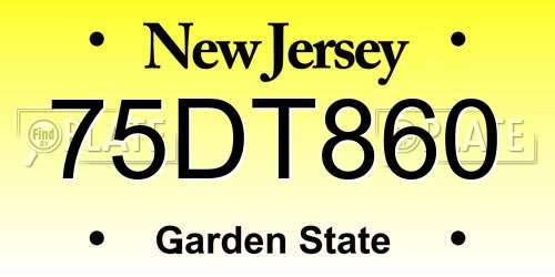 75DT860 New Jersey License Plate