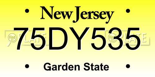 75DY535 New Jersey License Plate