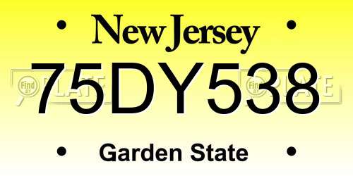 75DY538 New Jersey License Plate