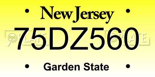 75DZ560 New Jersey License Plate