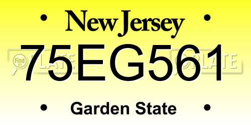 75EG561 New Jersey License Plate
