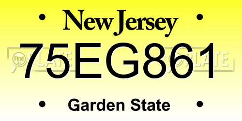 75EG861 New Jersey License Plate