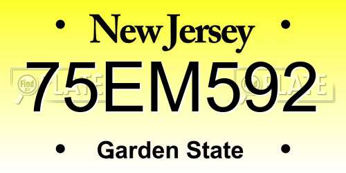 75EM592 New Jersey License Plate
