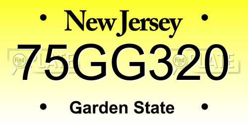 75GG320 New Jersey License Plate