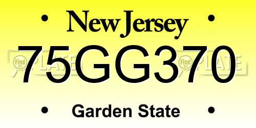 75GG370 New Jersey License Plate