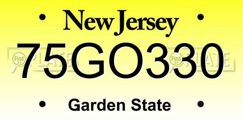 75GO330 New Jersey License Plate