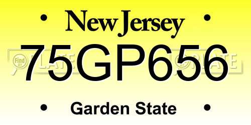 75GP656 New Jersey License Plate