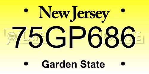 75GP686 New Jersey License Plate