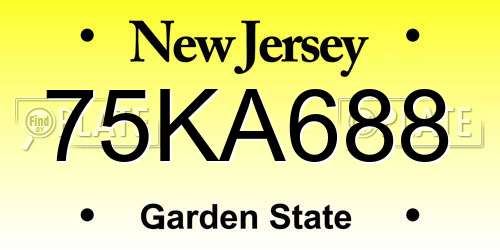 75KA688 New Jersey License Plate
