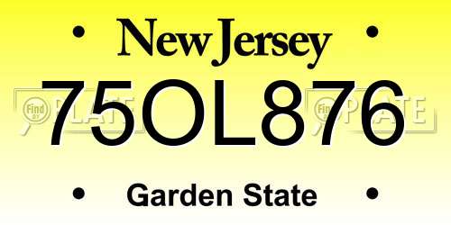 75OL876 New Jersey License Plate