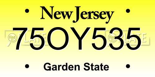 75OY535 New Jersey License Plate