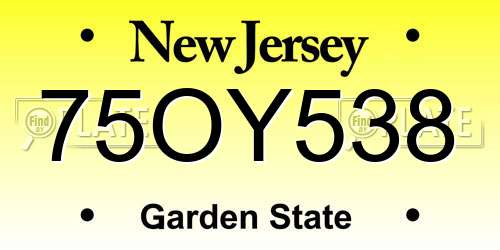 75OY538 New Jersey License Plate