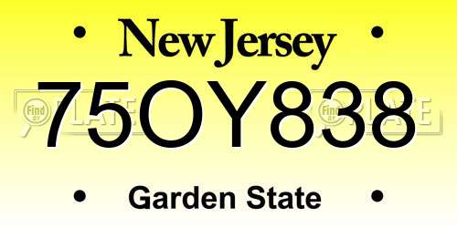 75OY838 New Jersey License Plate