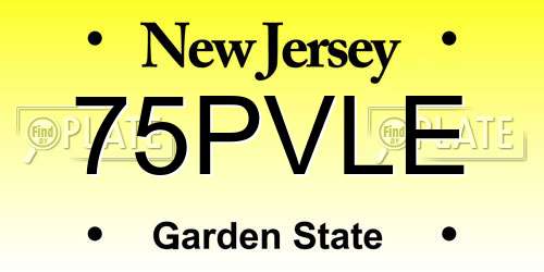 75PVLE New Jersey License Plate