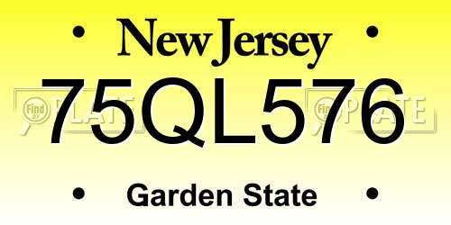 75QL576 New Jersey License Plate