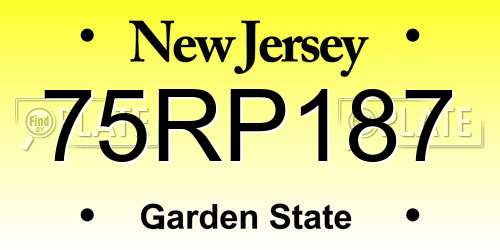 75RP187 New Jersey License Plate