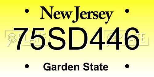 75SD446 New Jersey License Plate