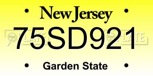 75SD921 New Jersey License Plate
