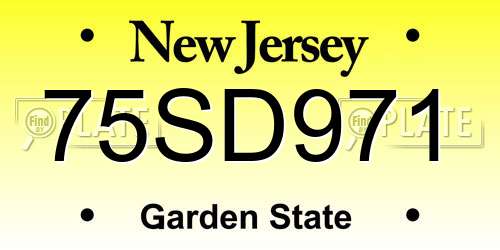 75SD971 New Jersey License Plate