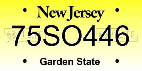 75SO446 New Jersey License Plate