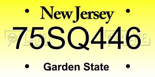 75SQ446 New Jersey License Plate