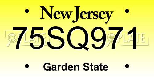 75SQ971 New Jersey License Plate