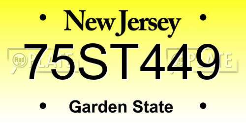 75ST449 New Jersey License Plate