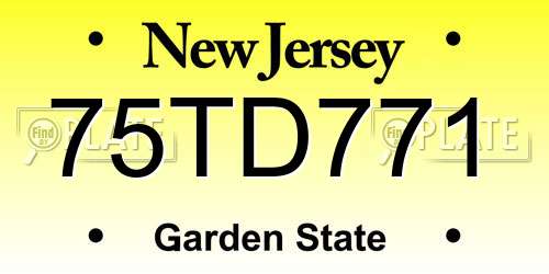 75TD771 New Jersey License Plate