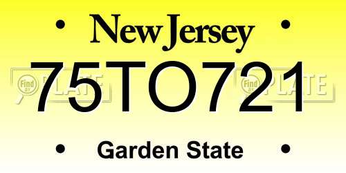 75TO721 New Jersey License Plate