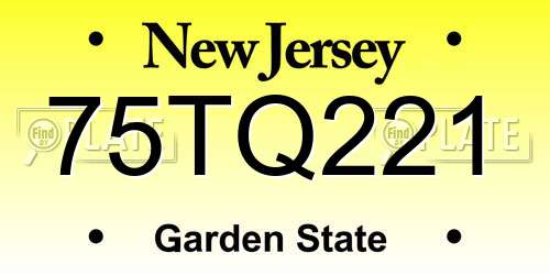 75TQ221 New Jersey License Plate