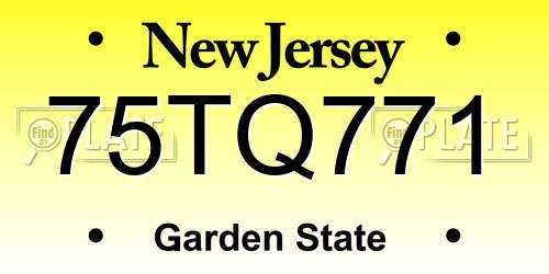 75TQ771 New Jersey License Plate