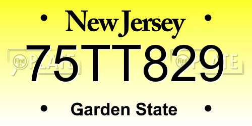 75TT829 New Jersey License Plate