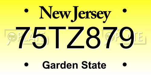 75TZ879 New Jersey License Plate