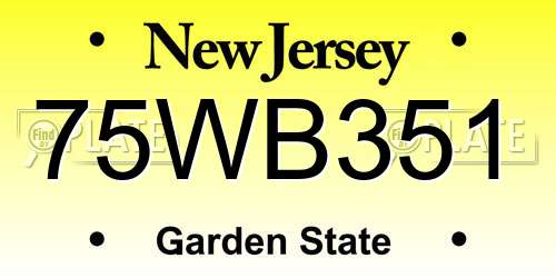 75WB351 New Jersey License Plate