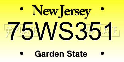 75WS351 New Jersey License Plate
