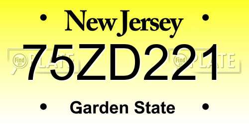 75ZD221 New Jersey License Plate