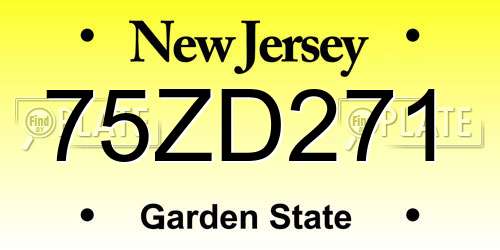 75ZD271 New Jersey License Plate